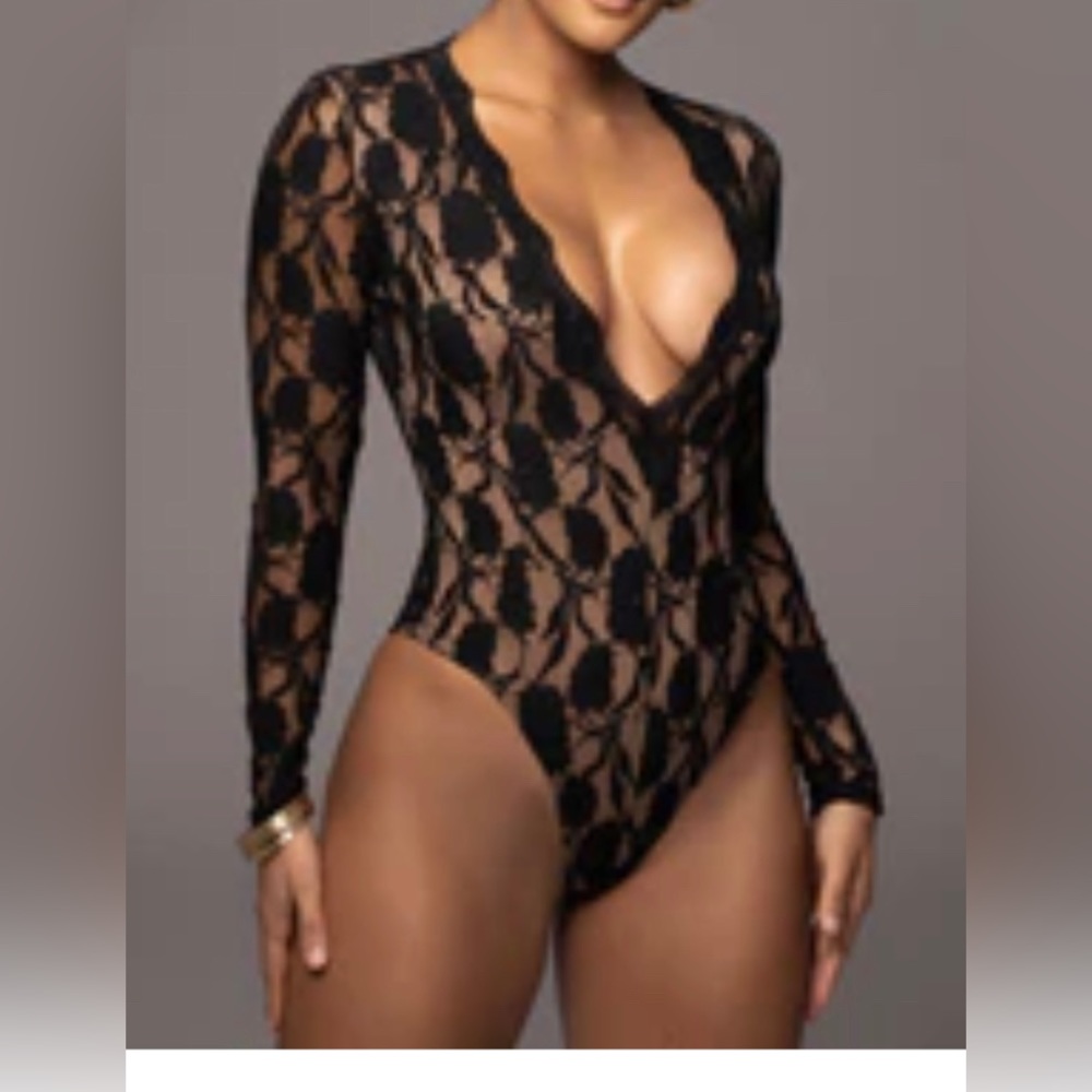 Black Marie Laced Bodysuit